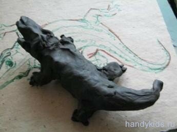 handykids- lessons crocodile 015 Как слепить крокодила из пластилина