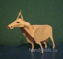 Поделка из бумаги - корова Простая модель.