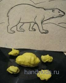 Как слепить белого медведя Слепим медведя из частей