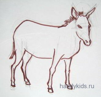 Рисуем осла поэтапно