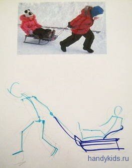 Дети катаются на санках